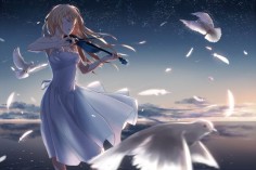 Anime Your Lie In April Kaori Miyazono Blonde Dress Long Hair Violin Wallpaper