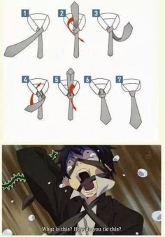 Anime/manga: Blue Exorcist Character: Rin, how to tie a tie.