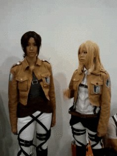Anime/manga: SNK Characters: Historia, Ymir, Mikasa, Eren, Armin, and Levi, so funny!
