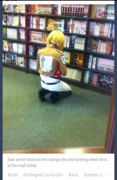 Armin from Attack on Titan visiting Barnes & Noble - 19 Posts That Show the Awesomenes of the Anime World