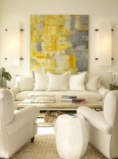 #Art Smart, love the grey and yellow color combo- a force of color in this space!