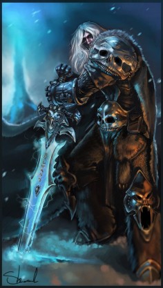 Arthas and Frostmourne by ~Kharnage on deviantART
