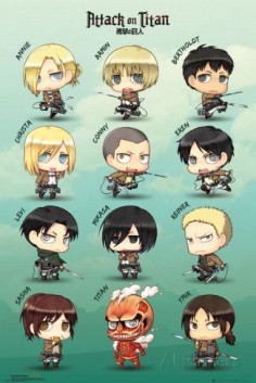 Attack On Titan Chibi Characters Affiche