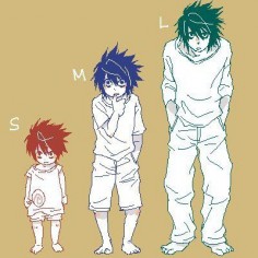 Aw, look how cute little L is! death note! XD !!