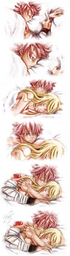 Aww lucy started crying, and then natsu comforts her! NALU