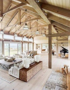 Barn House Vaulted Ceilings Living Room: a beach barn house on Martha’s Vineyard by Hutker Architects and Liz Stiving-Nichols of Martha’s Vineyard Interior Design.