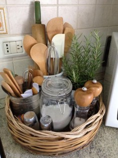 Beautiful - and useful! - kitchen vignette of your most common tools and spices