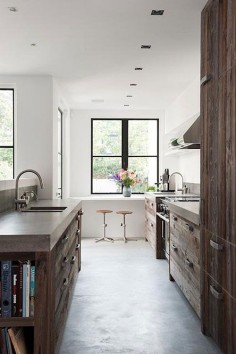 beautiful wood & concrete kitchen
