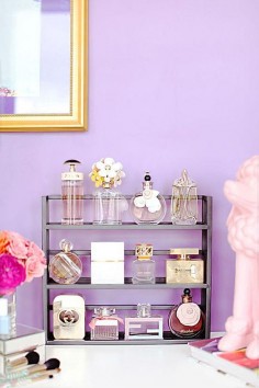Beauty Product Organization: 10 Chic Ways to Decorate Your Vanity - small shelf with all the perfumes on display
