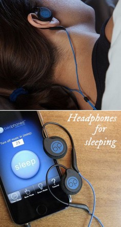 Bedphones are headphones for sleeping—they’re specially designed to listen to while in bed. Less than a quarter-inch thick, these on-ear headphones practically disappear between your ear and the pillow.