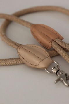 Benji + Moon | Rope and Leather Dog Leash Natural