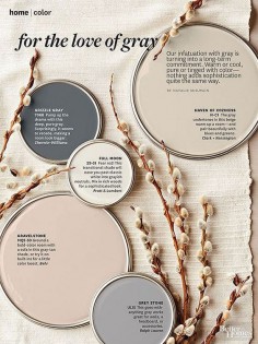Better Homes and Gardens Paint Colors. Get the paint color names, plus tips and tricks for decorating with color. Gravelstone by Behr, Full Moon by Pratt and Lambert, Grizzle Gray SW 7068 Sherwin Williams, Haven of Coziness Clark + Kensington. #paintColor #Gray