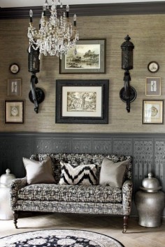 Black, white and gray #interior. Seagrass walls.#design