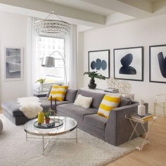 Black, white and yellow home decor - living room inspiration