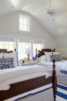 blue and white guest bedroom