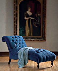 Blue Velvet Chaise by Mitchell Gold