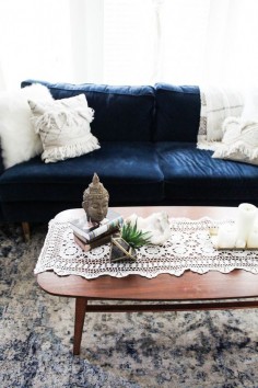 boho coffee table styling with Urban Outfitters furniture, 3 ways to style a coffee table, living room decor idea, interior design, boho furniture, cozy space