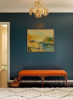 Bold and beautiful blue and orange entryway, by Redmond Aldrich Design of Decorist, photographed by Matthew Millman.