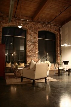 brick wall,  Oh I can see myself living in a downtown loft or warehouse with concrete floors and exposed. brick a must.