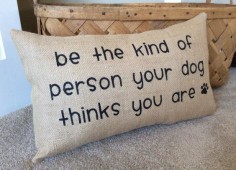 Burlap Dog Pillow  Gift for Dog Lover  by JoaniesFavoriteThing