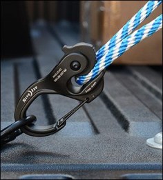CamJam® XT™ Rope Tightener - This high-strength version lets you tension and secure thicker ropes quickly and without having to tie complex knots. With a working load limit of 500 lb and a breaking strength of 1500 lb, it's a robust carabiner-style clip suitable for securing ropes subject to significant loading, yet is quick and easy to operate and adjust.