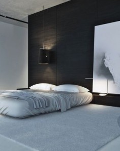 Chambre minimaliste en noir et blanc #bedroom #minimal #black+white