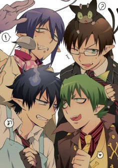 Characters, Left to Right: Mephisto Pheles, Okamura Yukio, Okamura Rin, and Amaimon.  DEMON BROTHERS  by aonoExorcist15 on deviantART