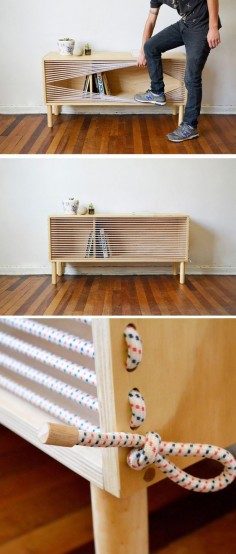 Chilean designer Emmanuel Gonzalez Guzman, has designed and made Cuerda (in English it translates to rope or string), a wooden sideboard that was inspired by the ropes of a boxing ring.