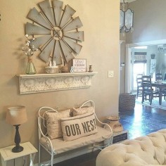 Cindy's decorating style is just lovely, and our Antique Farmhouse #windmill looks gorgeous on her wall. #homedecor #decoratingideas