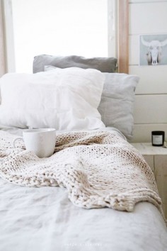 comfy bed and coffee