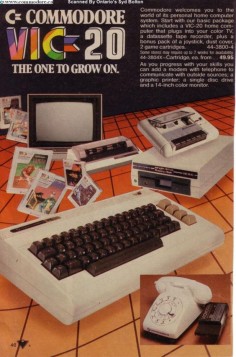 Commodore VIC-20 Ad. One of the add-ons is a modem!