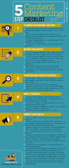 Content Marketing Infographic - 5-Step Content Marketing Checklist #contentmarketing #infographic