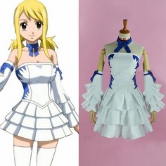 Custom Made Fairy Tail Cosplay Lucy Heartfilia White Dress Costume #Custommade #Dress