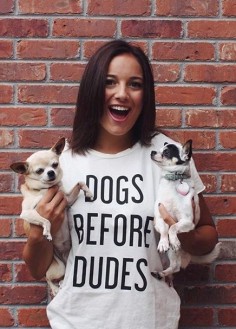 Cutie @Tiera Zelenoy from Instagram in #thetreekisser "Dogs Before Dudes" tee!
