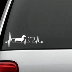 Dachshunds - Dachshund Heartbeat Decal For Vehicles