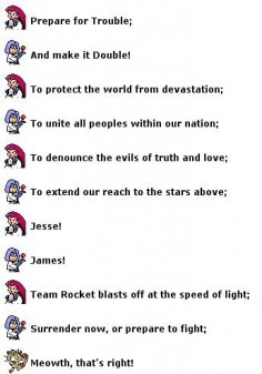 (Day 21) Fave villainous team is Team Rocket mainly due to Jesse, James, Meowth and their motto!