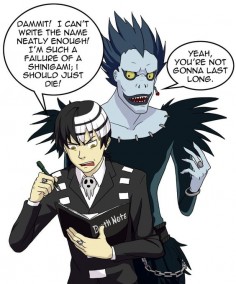 Death the Kid-Soul Eater & Ryuk-Death Note he will last long trust me has the rings and 2 pistols that idk how but shoot with his pinkies and a whole academy to back him up