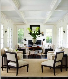decor, living room, interior, white, black, green,