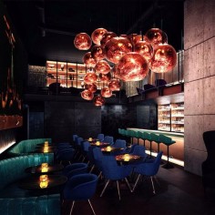 Design Research Studio under the creative direction of Tom Dixon are currently working on their latest design - the Himitsu cocktail lounge in Atlanta, Georgia - launching later in the summer. The space is inspired by Japanese mixology and American prohibition and will feature Melt Pendants, Wingback Chair and an illuminated copper bar.