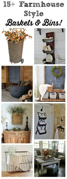 DIY 15+ Farmhouse Style Storage Baskets and Bins