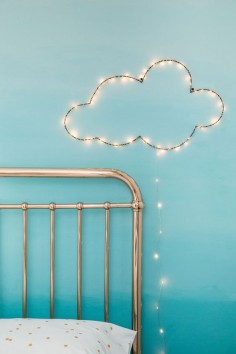 DIY cloud wall hanging with fairy lights.