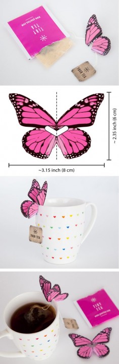 DIY paper butterfly tea bag holder – perfect décor for a garden party or bridal shower, or to pretty up a cup of Your Tea Tiny Tea.