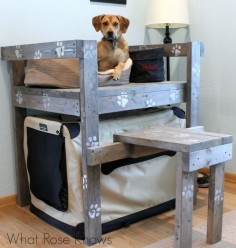 Dog Bunk Bed Idea for saving space and creating an area for your dog to look out the window!