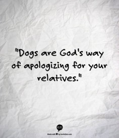 "Dogs are God's way of apologizing for your relatives."
