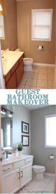 Easily transform your bathroom with some paint and new hardware! See the transformation and DIY projects yourself!. It's A Grandville Life : Guest Bathroom Reveal