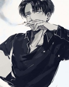 Even though smoking is a horrible habit it always looks sexy with an open  #Rivaille (Levi) #SnK #Attack on Titan