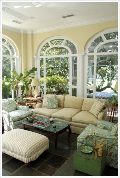 Even though this style is not usually what I go for it seems homey and I love the enclosed porch aspect of the room.