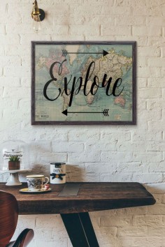 Explore Print, Travel Poster, World Map Art, Travel Quote, Motivational Wall, World Map Poster, Inspirational Quote, Vintage Map, Wanderlust by PartyInked on Etsy