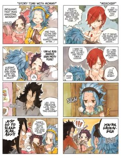 Fairy Tail Levy x Gajeel and their daughter. I think she is pretty cute. It's quite a lot like I would imagine how their family life would be.