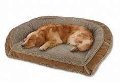 Fleece lined deep dish dog bed